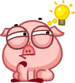 ☝ babi, ide, bohlam, berpikir, kartun telegram sticker