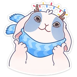 👍 kelinci, musim dingin, imut, syal, hewan, liburan, natal, lampu telegram sticker