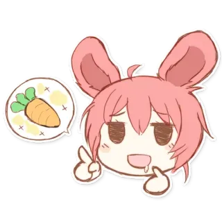 🍌 Anime, Thỏ, Cà rốt, Dễ thương, Kawaii, Nhãn dán telegram sticker
