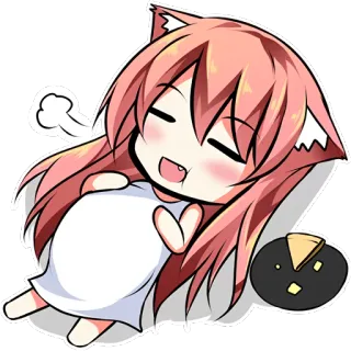 🍕 chica gato, anime, kawaii, durmiendo, lindo, manga whatsapp sticker