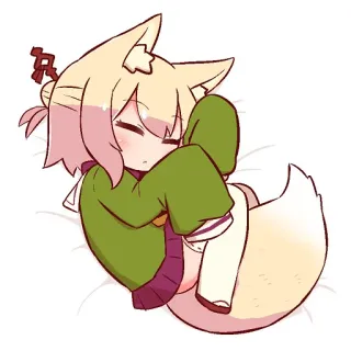 🦊 Anime, Raposa, Kemonomimi, Dormindo, Fofo, Kawaii telegram sticker