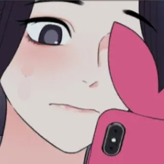 📱 애니메이션, 여자, 폰, 셀카 telegram sticker