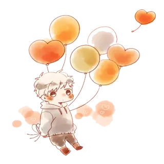 🎈 ragazzo, palloncini, cuore, carino, anime telegram sticker