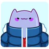 😎 gatto, carino, viola, kawaii, cartone animato, animale, giacca invernale telegram sticker