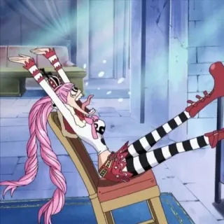 🏴‍☠️ Perona One Piece anime, manga, character, cartoon, pink hair, One Piece whatsapp sticker