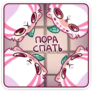 😴 ПОРА СПАТЬ słodki, kot, spać, kawaii, kreskówka whatsapp sticker