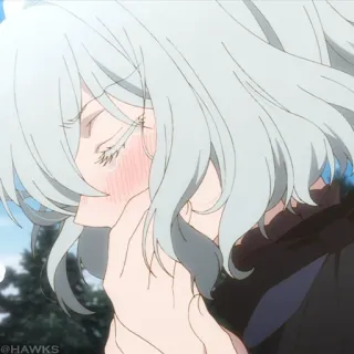 ❄️ Anime, Ragazza, Triste, Piangendo, Emotivo, Lacrime, Capelli Bianchi telegram sticker