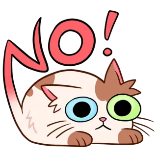 👎 NO! chat, non, protestation, rejet, animal, dessin animé, drôle whatsapp sticker