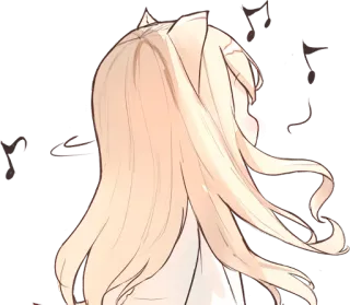 🎵 Anime, Musique, Oreilles de chat, Illustration, Chant, Kawaii whatsapp sticker