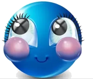 🥺 azul, emoji, rosto, fofo, rubor whatsapp sticker