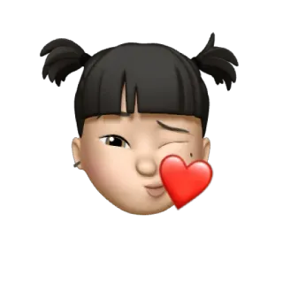 😘 Эмодзи, Сердце, Девушка, Милый, Лицо, Любовь, Каваий, Азиатская telegram sticker