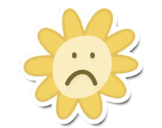 ☹ fleur, triste, dessin animé, jaune, autocollant whatsapp sticker