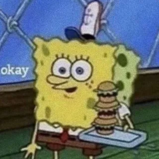 🧽 SpongeBob SquarePants okay SpongeBob, Hoạt hình, Nhân vật, Burger, OK, Meme telegram sticker
