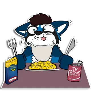 🧀 mac & cheese, Dr. Pepper еда, mac and cheese, dr pepper, мультфильм, антропоморфный, животное, фурри telegram sticker