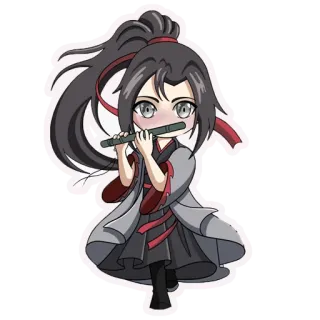🤗 chibi, anime, character, cartoon, sticker, flute telegram sticker