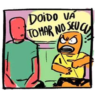 😡 DOIDO VA TOMAR NO SEU CU cartoon, offensive, anger, characters telegram sticker
