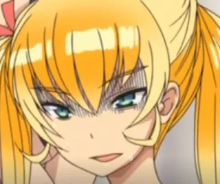 😨 anime, ragazza, arrabbiata, faccia, bionda, codini telegram sticker