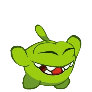 🎉 Om Nom Cut the Rope Om Nom, Cut the Rope, desenho animado, monstro verde, feliz whatsapp sticker