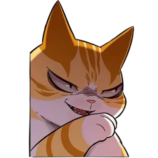 😼 kucing, menyeringai, kucing kartun, kucing oranye, merencanakan telegram sticker