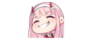 😁 Zero Two Darling in the Franxx Anime, Chibi, Niedlich, Pinke Haare telegram sticker