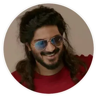 🤡 uomo, ritratto, occhiali da sole, sorridente, capelli lunghi telegram sticker