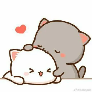 🍓 kucing, imut, kawaii, kartun, binatang, cinta, hati whatsapp sticker