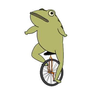 🚴‍♀️ rana, monociclo, animal, dibujos animados, anfibio, ciclismo telegram sticker