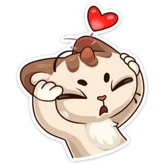 💘 chat, kawaii, coeur, amour, mignon, animal, autocollant telegram sticker