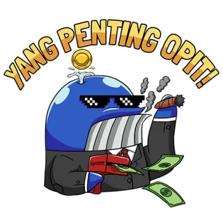 🐳 YANG PENTING OPIT! Мультфильм, Сигара, Деньги, Солнцезащитные очки, Босс telegram sticker