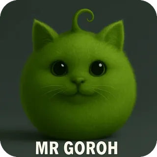 🫛 MR GOROH แมว, สีเขียว, น่ารัก, สัตว์, goroh whatsapp sticker