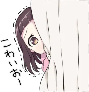 👀 こわいおー Anime, Manga, Kawaii, Carino, Ragazza, Sbirciare telegram sticker