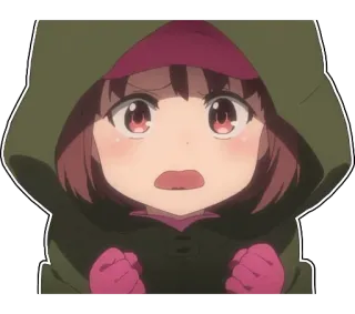 😫 anime, cartoon, cute, girl, hoodie, shocked, surprised whatsapp sticker