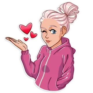🥰 женщина, сердечки, розовый, любовь, подмигивание, мультик telegram sticker