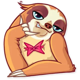 🤙 สลอธ, การ์ตูน, สัตว์, น่ารัก, โบว์ไท, ตลก telegram sticker