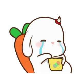 ⭐ กระต่าย, เศร้า, ร้องไห้, แครอท, อิโมจิ, สติกเกอร์ telegram sticker