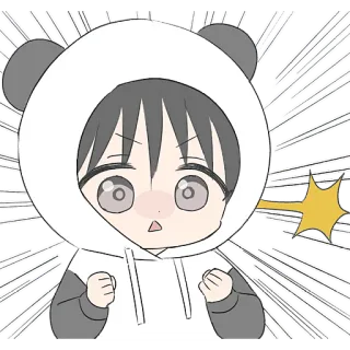 😯 Dessin animé, Personnage, Panda, Anime, Dessin, Illustration, Sticker telegram sticker