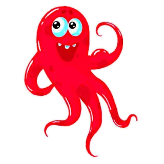 💪 red, octopus, cartoon, sea, animal, cute, happy, tentacles telegram sticker