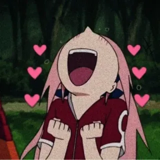 ❤️ Sakura Haruno Naruto anime, postać, sakura, różowe włosy, szczęśliwy, serca telegram sticker