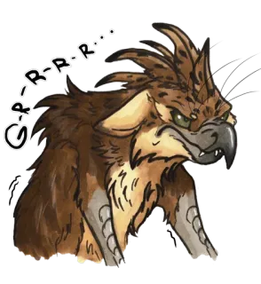 😡 G-R-R-R-R... griffon, fantaisie, animal, monstre, créature, grincheux whatsapp sticker