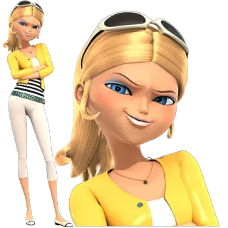 😏 Chloé Bourgeois Miraculous: Tales of Ladybug & Cat Noir Мультфильм, Блондинка, Солнцезащитные очки, Хлоя Буржуа, Miraculous Ladybug telegram sticker
