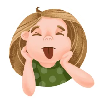 😋 niña, dibujos animados, tonto, niño, lengua, expresión telegram sticker