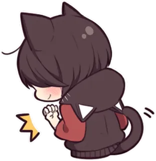😌 gatto, anime, carino, chibi, kawaii, manga, adesivo whatsapp sticker