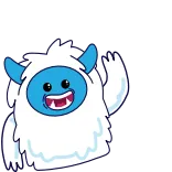 👋 yeti, monster, süß, cartoon, freundlich, winkend telegram sticker