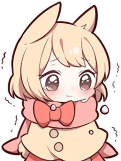 😭 可爱, 卡哇伊, 动漫, 卡通, 兔子, 女孩, 脸红 telegram sticker