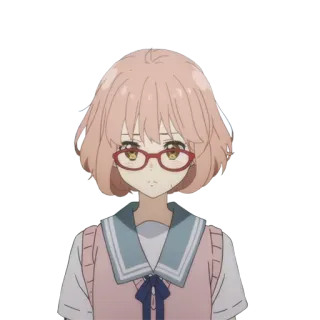 😑 anime, girl, glasses, character, pink hair whatsapp sticker