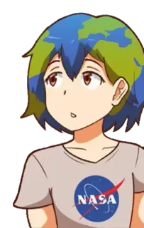 👀 Earth-chan Earth-chan, Antropomorfismo moe, Estilo anime, Terra, Planeta, NASA, fofo telegram sticker