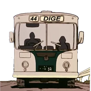 🚌 44 DIGE Bus, Transport, Vintage, Véhicule, Dessin animé whatsapp sticker