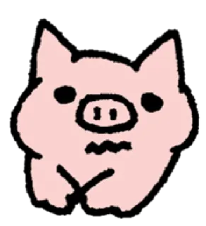 😞 cerdo, animal, lindo, dibujos animados, rosa telegram sticker