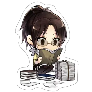 📚 Hange Zoë Attack on Titan Anime, Mangá, Sticker, Chibi, Personagem, Hange Zoe, Ataque dos Titãs telegram sticker