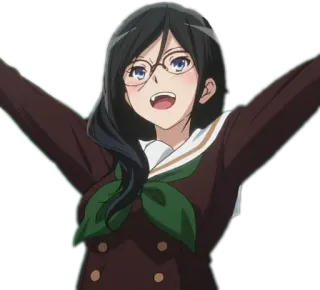 🤗 Anime, Garota, Sorriso, Óculos, Personagem telegram sticker
